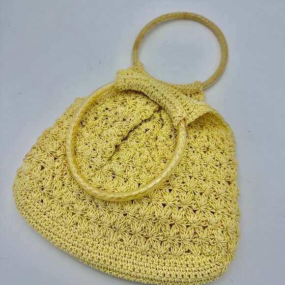 Vintage style 1960s Yellow crocheted Handbag - Picture 4 of 7
